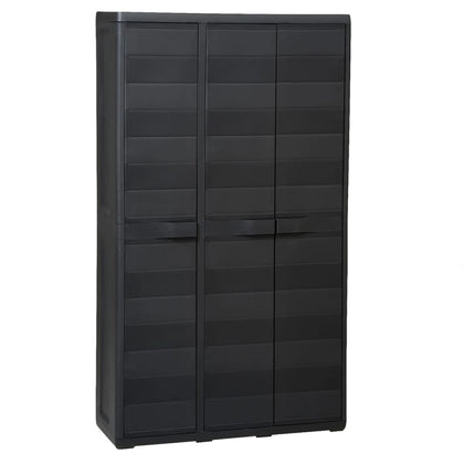 vidaXL Garden Storage Cabinet with 1/2/3/4 Shelves PP Black/Balck and Gray