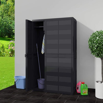 vidaXL Garden Storage Cabinet with 1/2/3/4 Shelves PP Black/Balck and Gray