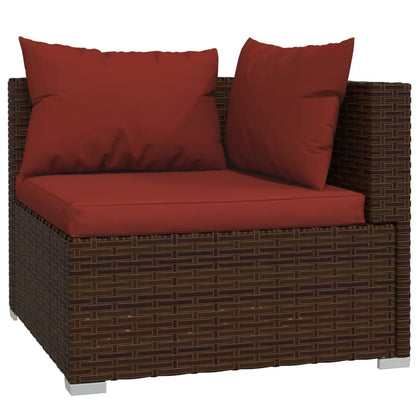 vidaXL 12 Piece Patio Lounge Set with Cushions Poly Rattan Brown-1