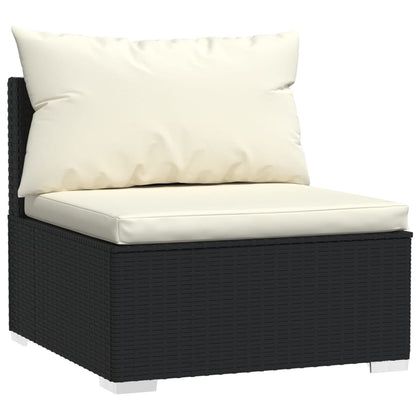 vidaXL 9 Piece Patio Lounge Set with Cushions Poly Rattan Black-1