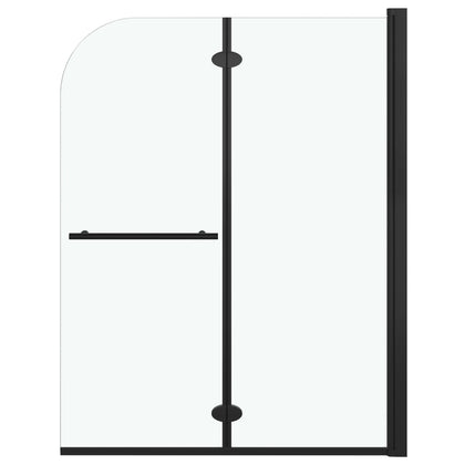 vidaXL Folding Shower Enclosure 2 Panels ESG Black Bath Cubicle 37.4