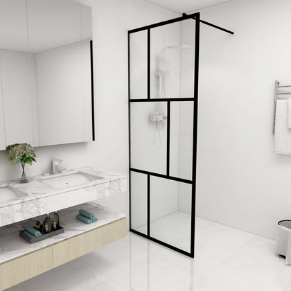 vidaXL Walk-in Shower Wall with Tempered Glass Black Enclosure Multi Sizes