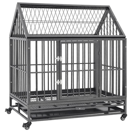 vidaXL Dog Cage with Wheels and Roof Steel 36.2