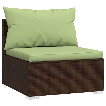 vidaXL 8 Piece Patio Lounge Set with Cushions Poly Rattan Brown-1